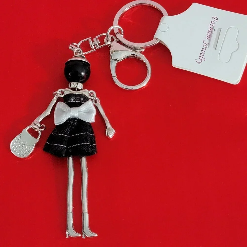 Fashion Jewelry Moveable Lady Keychain Bag charm